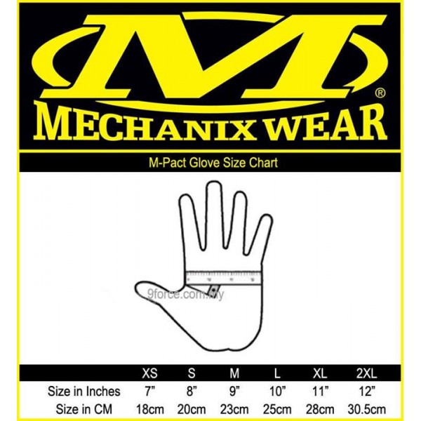 Mechanix M Pact Size Chart