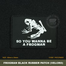 FROGMAN TACTICAL RUBBER PATCH, BLACK, COME WITH VELCRO. PATCH9003