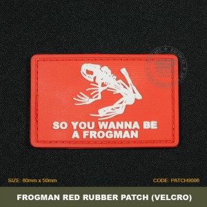 FROGMAN TACTICAL RUBBER PATCH, RED, COME WITH VELCRO. PATCH9006