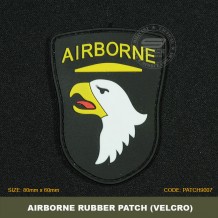 AIRBORNE TACTICAL RUBBER PATCH, BLACK, COME WITH VELCRO. PATCH9007
