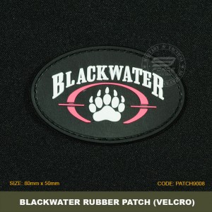 BLACKWATER TACTICAL RUBBER PATCH, BLACK, COME WITH VELCRO. PATCH9008