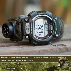 Paracord Survival Compass Bracelet Watch (Solar Power Engine)-7788