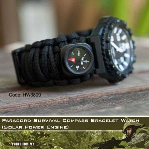 Paracord Survival Compass Bracelet Watch (Solar Power Engine)
